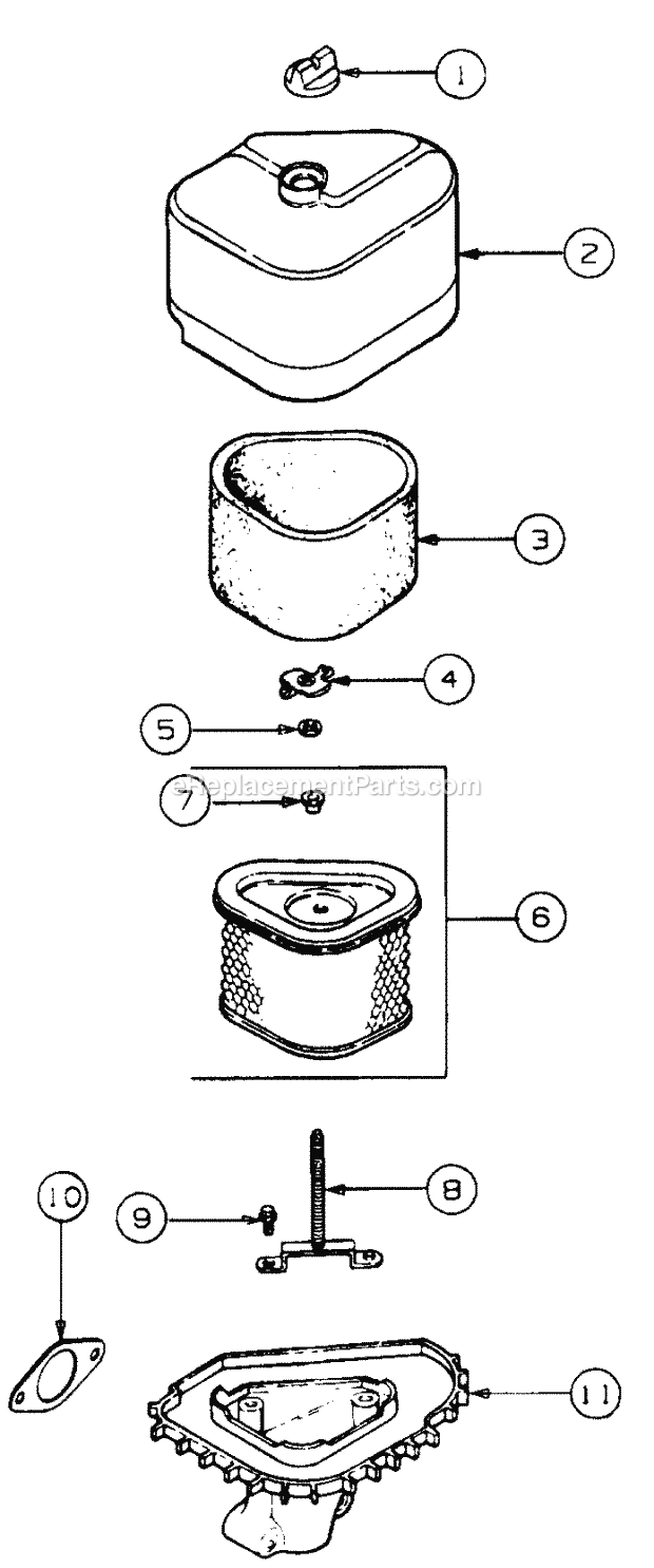 Air Intake/Filtration Diagram and Parts List for 4815F 556C465M100 Cub Cadet Lawn Mower